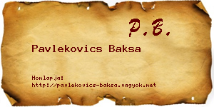 Pavlekovics Baksa névjegykártya